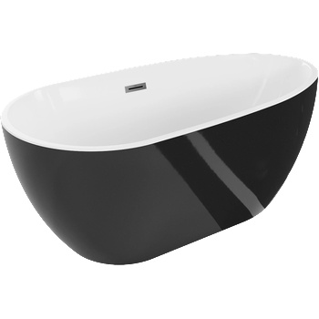 Mexen Eos самостояща вана 150 x 75 см, бяла/черна, преливник gun metal - 52471507575-95 (52471507575-95)