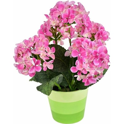 DOMMIO Hortenzia ružová 5 kvetov v keramickom kvetináči 33 × 27 cm
