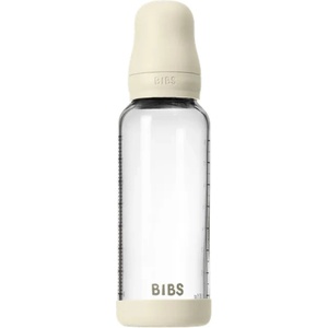 Bibs Стъклена бебешка бутилка Bibs - С каучуков биберон, 240 ml, Ivory (5020216) - ozone