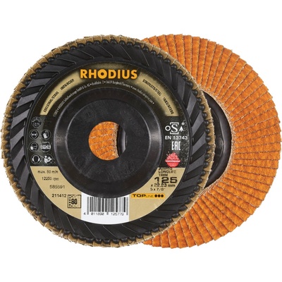 RHODIUS Lamelový brusný kotouč JUMBO LONGLIFE TRIM 125 x 22,23 P80 TOPline