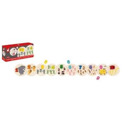 Janod - Дървен пъзел за осезание - Животни от зоопарка (J02706)