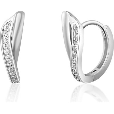 JVD Dámské kruhové stříbrné náušnice se zirkony SVLE1432XH2BI00