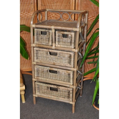 Ratanový prádelník 3+2 zásuvky tmavý – Zboží Dáma