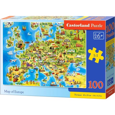 Castorland Пъзел Castorland от 100 части - Карта на Европа (B-111060)