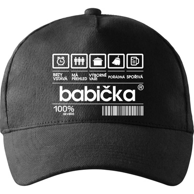 Čárový kód babička se zahnutým kšiltem a mosaznou sponou Černá