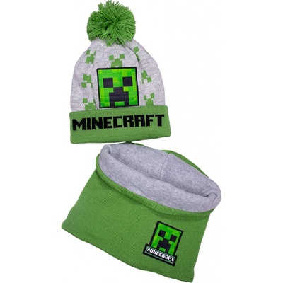 MINECRAFT zimní čepice a nákrčník CREEPER