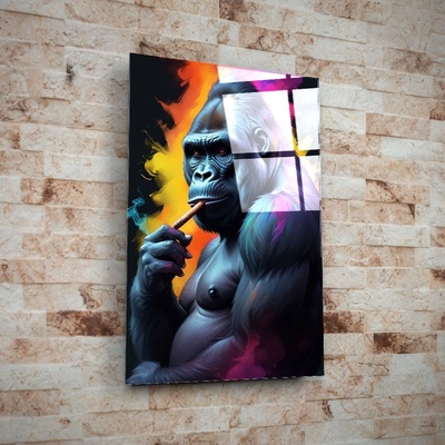 Art gift Стъклено АРТ пано - Горила с пура