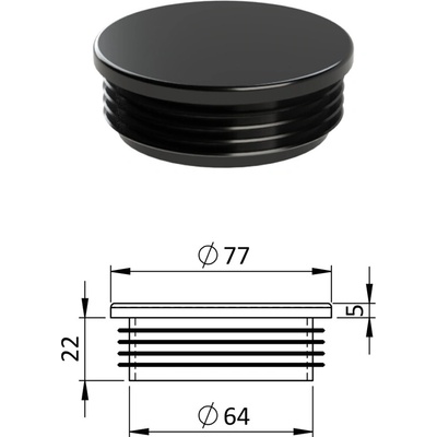 Vnitřní krytka kulatá ø 77 mm, plastová, černá