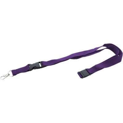 Snúrka na krk s odnímateľnou karabínou a skobou 20x560 mm fialová