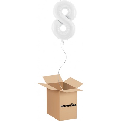 HeliumKing Balónový box Narodeninové číslo 8 biely 86 cm