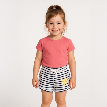 C&A dívčí pruhované kraťasy se sluníčkem