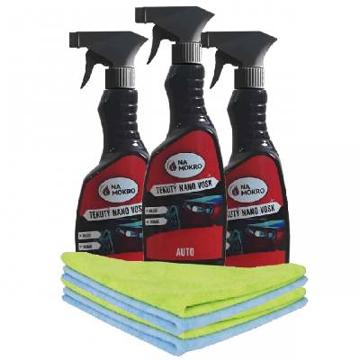 Nasucho 3x 500 ml Tekutý nano vosk auto+4x utěrka
