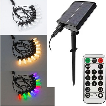 VIVALUX Соларна LED верига с 10 лампи и дистанционно FIESTA SOLAR LED ∙ RGB+W (3000K) ∙ IP44 | Външно осветление Vivalux (VIV004992)