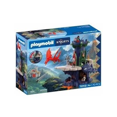 PLAYMOBIL | Knights | Dragon Knight Tower | Tower with dragons, drawbridge and dragon head cave | Knights castle toy for children aged 4 and over 72113