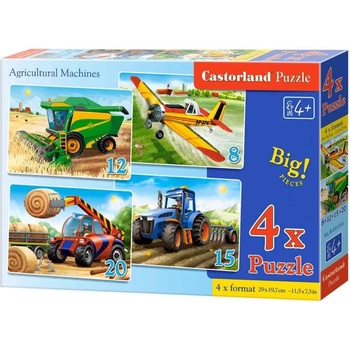 Castorland Детски пъзел Castorland 4 в 1 - Селскостопански машини (B-041039)