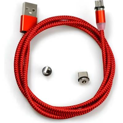Harahu KP30704 USB nabíjací 3v1 s magnetickými koncovkami červený