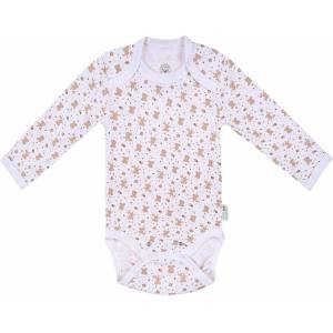Bio Baby Боди с дълъг ръкав Bio Baby - Органичен памук, 80 cm, 12 месеца, с бежов принт (97220131) - ozone
