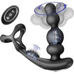 SuperLove Ultimate Pleasure Prostate Massager with Double Cock Ring & Remote Control Black