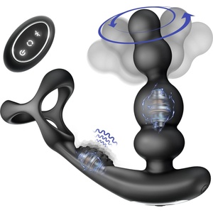 SuperLove Ultimate Pleasure Prostate Massager with Double Cock Ring & Remote Control Black