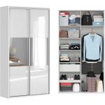 BRW Гардероб flex 120 / 45 / 218 см бял с огледало (f57-szafa_zestaw_1-bi/bip/sz-kpl01 / flex)