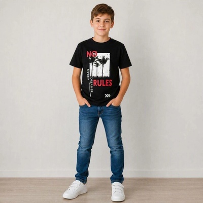Winkiki kids Wear chlapecké tričko s krátkým rukávem No Rules černá