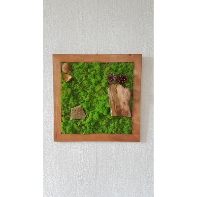 Mechový obraz s dekoracemi 40cm x 40cm