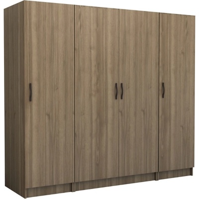 TopMebel Victoria четирикрилен гардероб от меламин в орехов цвят 200×60×181 см