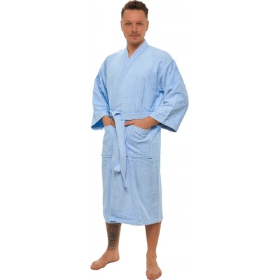 Pánský bavlněný župan KIMONO Light Blue – Zboží Dáma