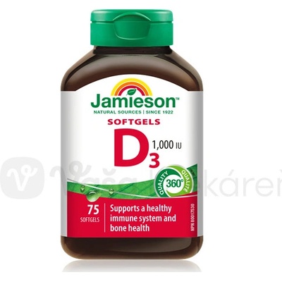 Jamieson Vitamín D3 1000 IU 75 kapsúl