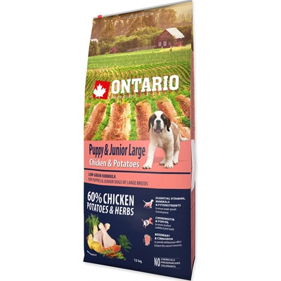 Ontario Puppy & Junior Large Chicken & Potatoes & Herbs 2 x 12 kg