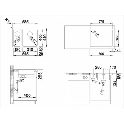 BLANCO Кухненска мивка blanco, solis 340/180 - if (solis 340/180 - if)