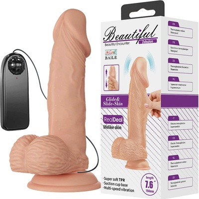Pretty Love Zebulon Realistic Vibrating Dildo 19.4cm Nude