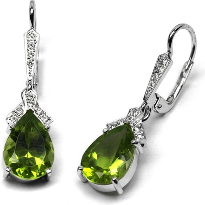 Klenoty Budín ručně vyrobené z bílého zlata s olivíny a diamanty J-28163-17