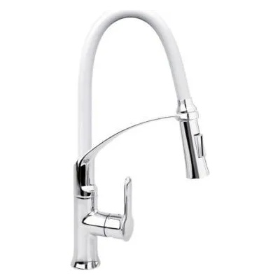 Кухненски смесител с гъвкава лебедка (чучур) fala 2, бял (euro 75676)