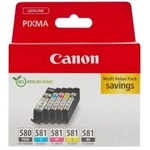 Canon Ink Multipack - PGI-580/CLI-581 Original Printer Ink Cartridges Pack of 5 (1 x Black, 1 x Cyan, 1 x Magenta, 1 x Yellow & 1 x Black printer cartridges) - 2078C007
