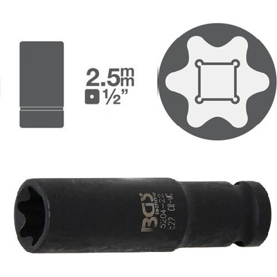 BGS technic Дълги ударни вложки 1/2" E-Torx - от 10.90лв
