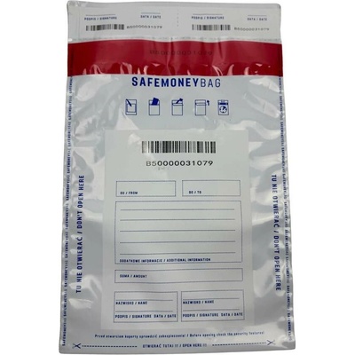 BTP Bezpečnostní obálky BESTPAK SAFEMONEYBAG vkladové obálky 190x260+35 mm B5 100 ks. Bílá