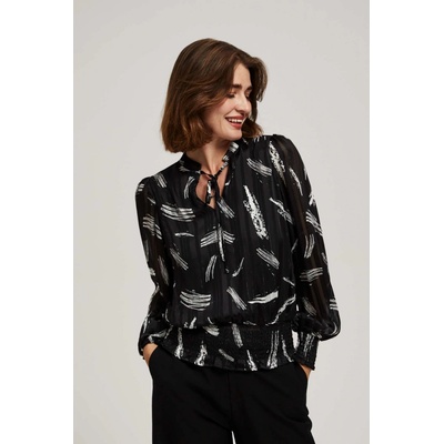 Moodo Shirt with a tied neckline čierna biela