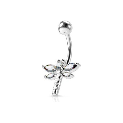 Šperky4U piercing do pupíku vážka s čirými kamínky WP01078