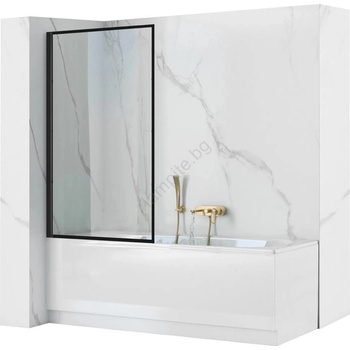 Rea REA-K7390 - Параван за вана LAGOS 140x80 см черен/прозрачен (RE0084)