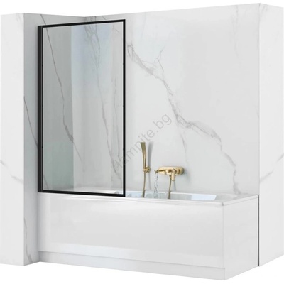 Rea REA-K7390 - Параван за вана LAGOS 140x80 см черен/прозрачен (RE0084)