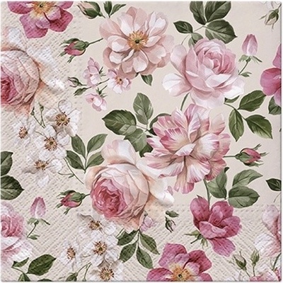 PAW servítky L Roses Glory cream 33x33cm