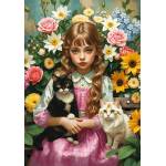Trefl - Puzzle Little girl with cats - 1 000 piese