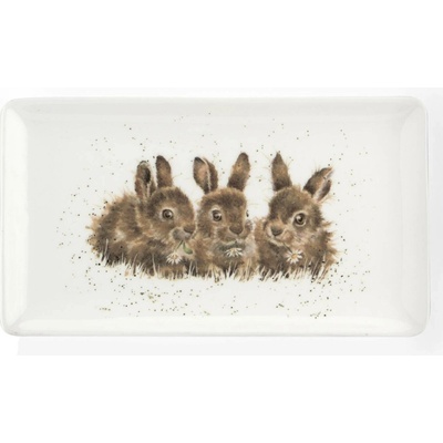 porcelánový talířek servírovací Daisy Rabbits s králíčky obdélník 20x11cm
