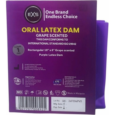 EXS Oral Latex Dams Flavoured Grape 1 pc