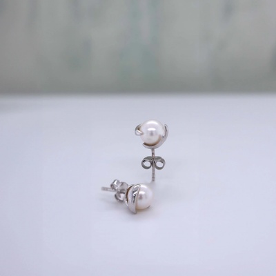 Lillian Vassago peckové náušnice s perlou bílé zlato LLV31-GER046