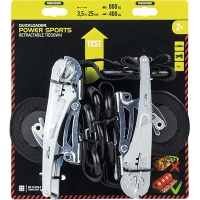 Samonavíjecí upínací popruh s ráčnou 800 kg, 3,5 m QUICKLOADER Retractable Motosport, 1 ks