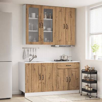 vidaXL Кухненски единица KALMAR 4 pcs Дъб артизан Инженерна дървесина (3438314)