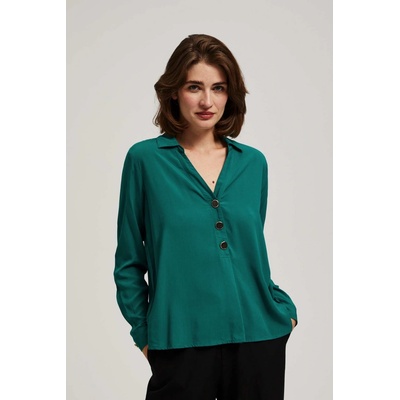 Moodo V-neck shirt čierna zelená