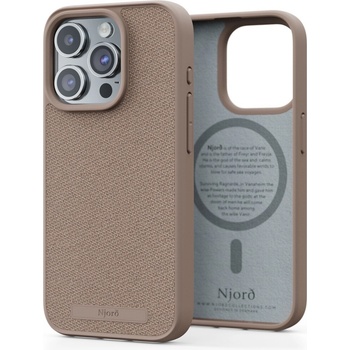 Pouzdro NJORD Fabric MagSafe iPhone 15 Pro světle růžové